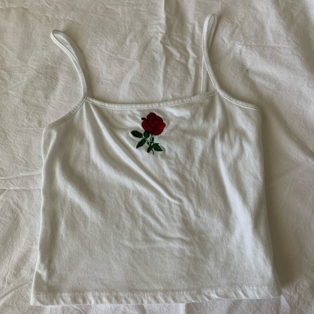 white tank with a rose from brandy melville
